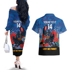 Custom Crows Football ANZAC Couples Matching Off The Shoulder Long Sleeve Dress and Hawaiian Shirt Gallipoli Camouflage With Poppies