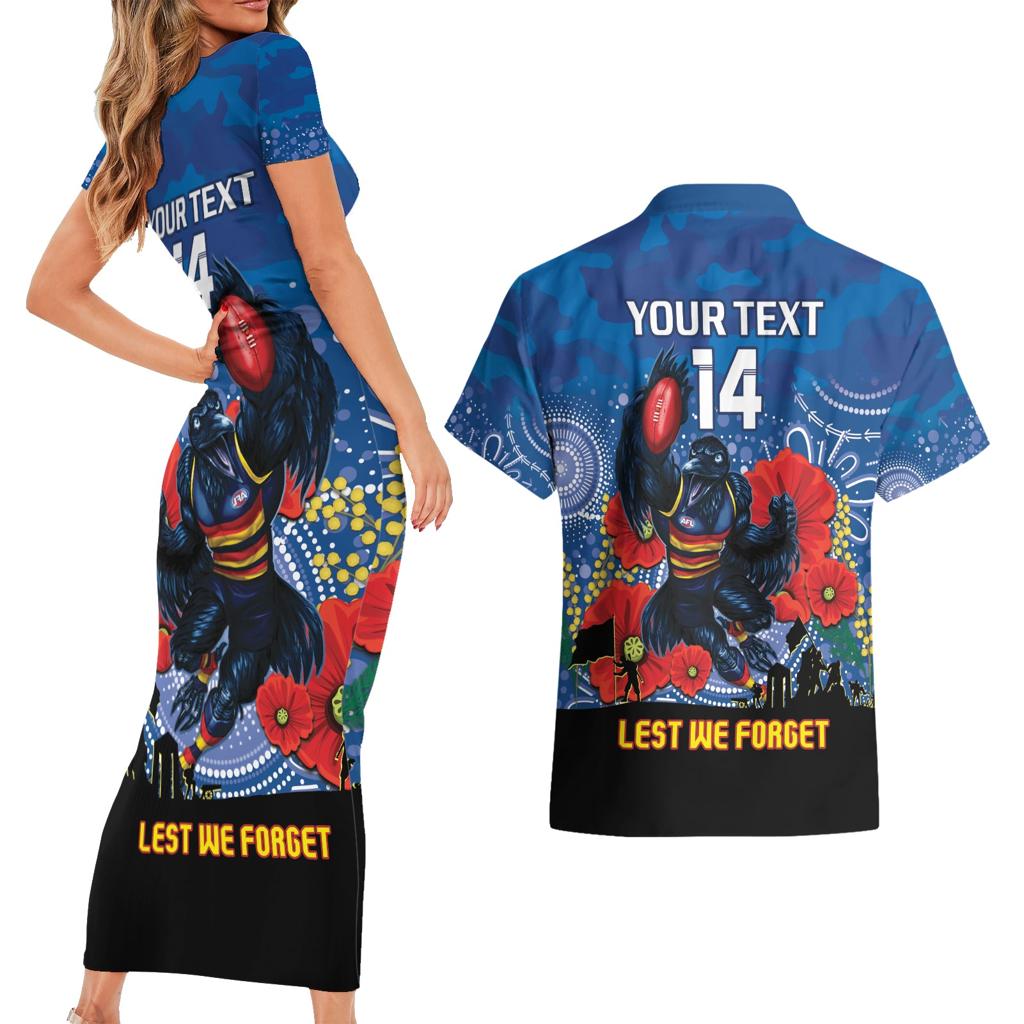 Custom Crows Football ANZAC Couples Matching Short Sleeve Bodycon Dress and Hawaiian Shirt Gallipoli Camouflage With Poppies