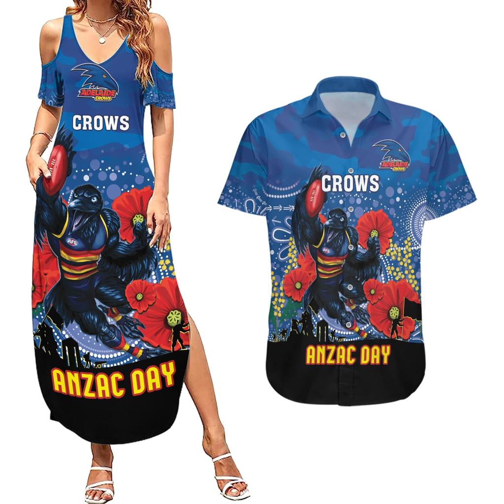 Custom Crows Football ANZAC Couples Matching Summer Maxi Dress and Hawaiian Shirt Gallipoli Camouflage With Poppies