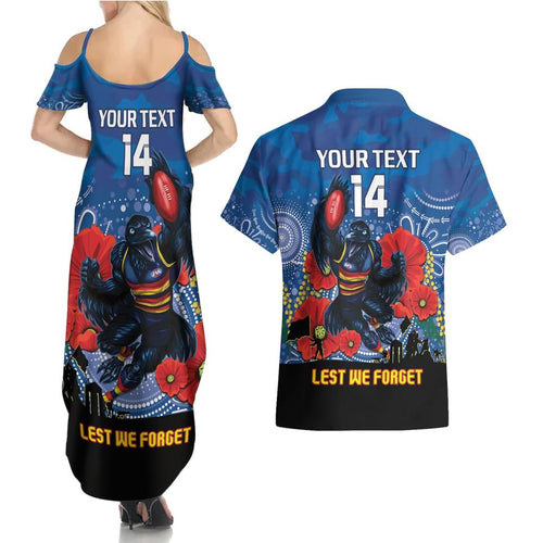 Custom Crows Football ANZAC Couples Matching Summer Maxi Dress and Hawaiian Shirt Gallipoli Camouflage With Poppies