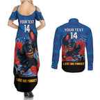 Custom Crows Football ANZAC Couples Matching Summer Maxi Dress and Long Sleeve Button Shirt Gallipoli Camouflage With Poppies