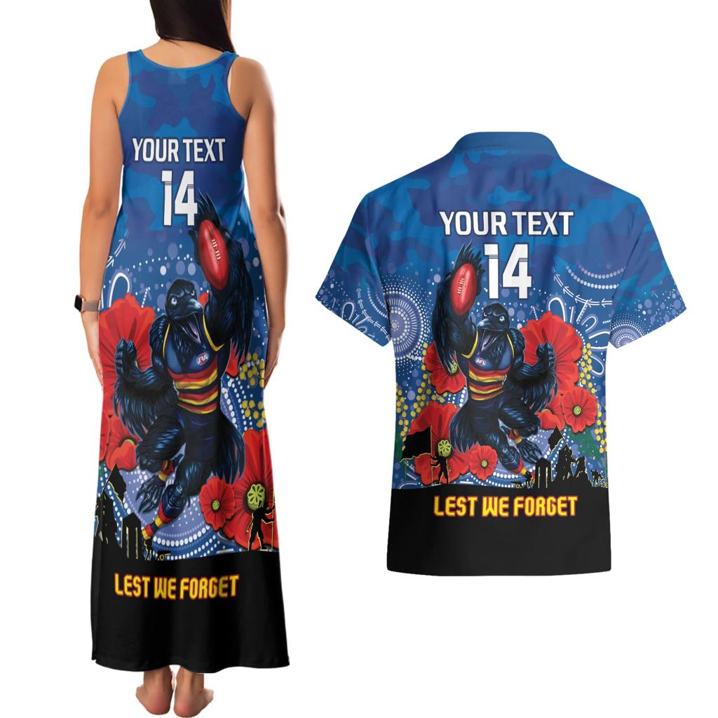 Custom Crows Football ANZAC Couples Matching Tank Maxi Dress and Hawaiian Shirt Gallipoli Camouflage With Poppies
