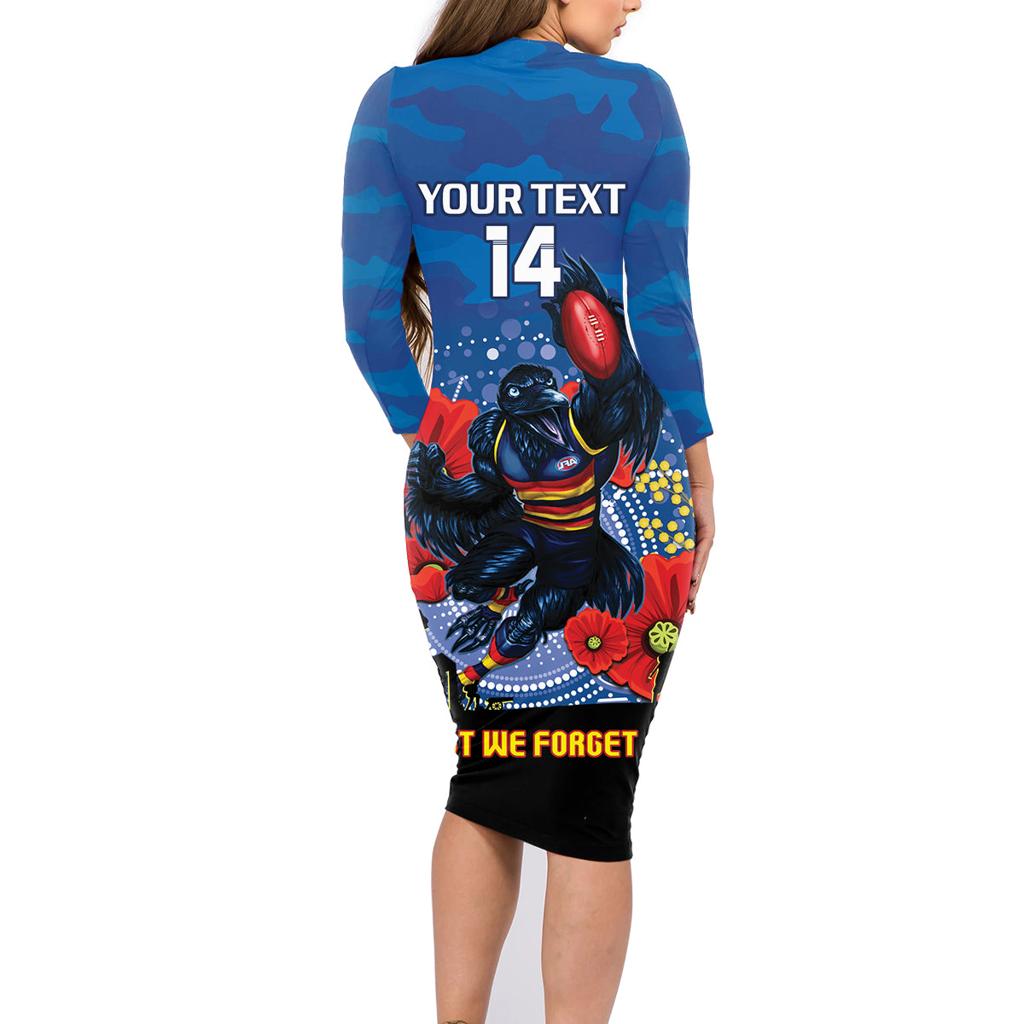 Custom Crows Football ANZAC Family Matching Long Sleeve Bodycon Dress and Hawaiian Shirt Gallipoli Camouflage With Poppies