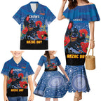 Custom Crows Football ANZAC Family Matching Mermaid Dress and Hawaiian Shirt Gallipoli Camouflage With Poppies