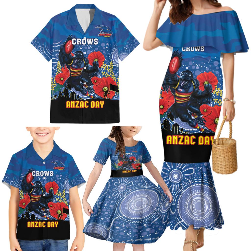 Custom Crows Football ANZAC Family Matching Mermaid Dress and Hawaiian Shirt Gallipoli Camouflage With Poppies