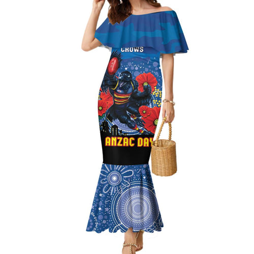 Custom Crows Football ANZAC Family Matching Mermaid Dress and Hawaiian Shirt Gallipoli Camouflage With Poppies