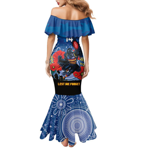 Custom Crows Football ANZAC Family Matching Mermaid Dress and Hawaiian Shirt Gallipoli Camouflage With Poppies