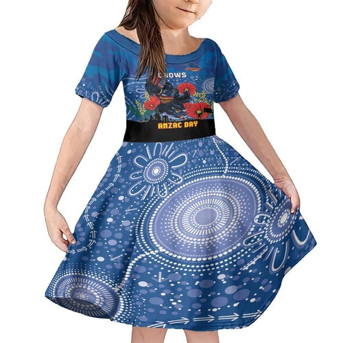 Custom Crows Football ANZAC Family Matching Off Shoulder Maxi Dress and Hawaiian Shirt Gallipoli Camouflage With Poppies