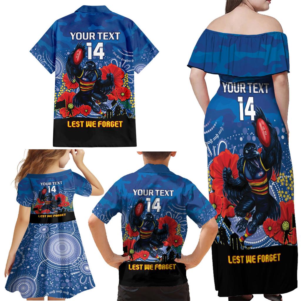 Custom Crows Football ANZAC Family Matching Off Shoulder Maxi Dress and Hawaiian Shirt Gallipoli Camouflage With Poppies