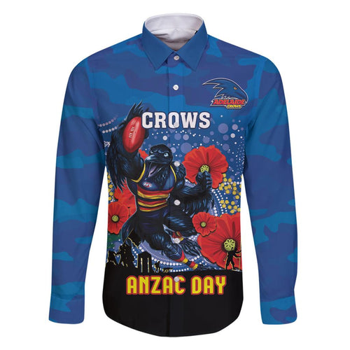 Custom Crows Football ANZAC Family Matching Off Shoulder Maxi Dress and Hawaiian Shirt Gallipoli Camouflage With Poppies