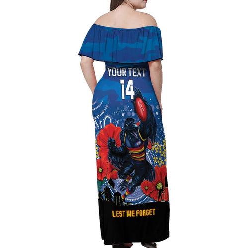 Custom Crows Football ANZAC Family Matching Off Shoulder Maxi Dress and Hawaiian Shirt Gallipoli Camouflage With Poppies