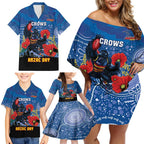 Custom Crows Football ANZAC Family Matching Off Shoulder Short Dress and Hawaiian Shirt Gallipoli Camouflage With Poppies