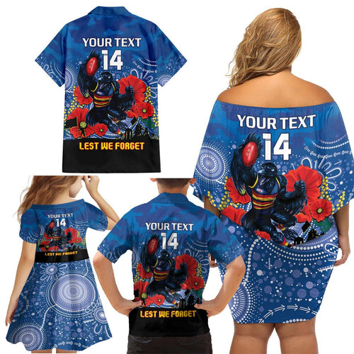 Custom Crows Football ANZAC Family Matching Off Shoulder Short Dress and Hawaiian Shirt Gallipoli Camouflage With Poppies