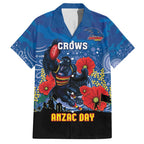 Custom Crows Football ANZAC Family Matching Off Shoulder Short Dress and Hawaiian Shirt Gallipoli Camouflage With Poppies