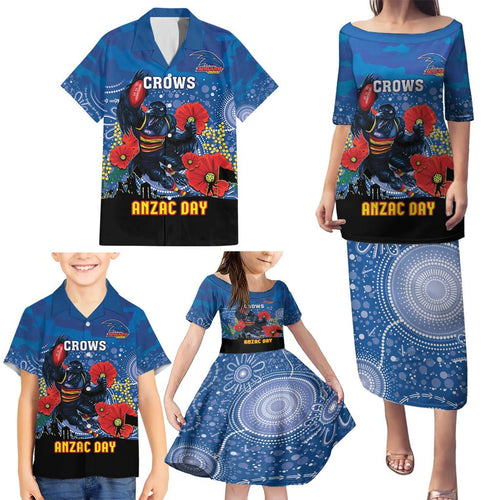 Custom Crows Football ANZAC Family Matching Puletasi and Hawaiian Shirt Gallipoli Camouflage With Poppies