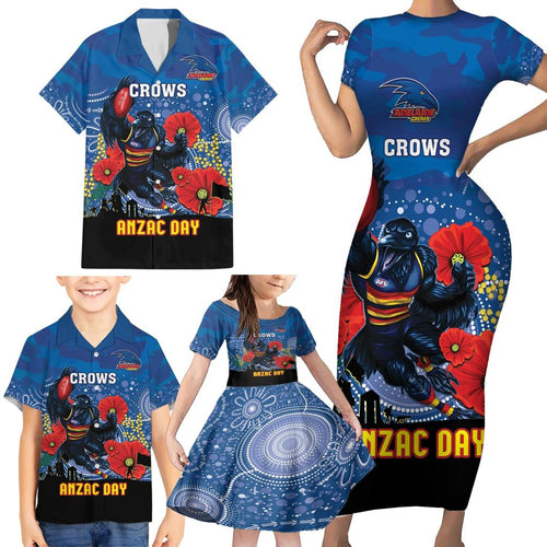 Custom Crows Football ANZAC Family Matching Short Sleeve Bodycon Dress and Hawaiian Shirt Gallipoli Camouflage With Poppies