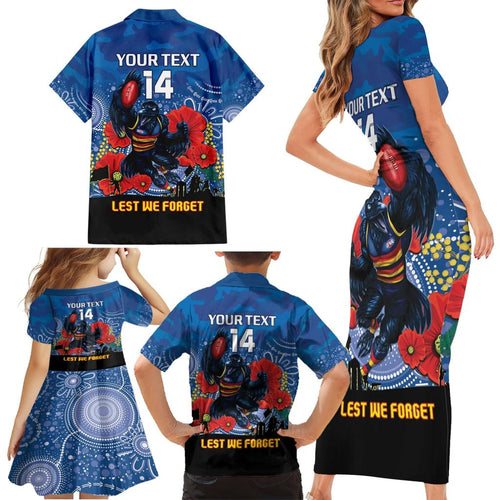 Custom Crows Football ANZAC Family Matching Short Sleeve Bodycon Dress and Hawaiian Shirt Gallipoli Camouflage With Poppies