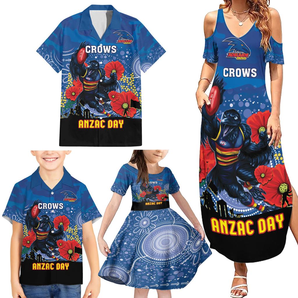 Custom Crows Football ANZAC Family Matching Summer Maxi Dress and Hawaiian Shirt Gallipoli Camouflage With Poppies