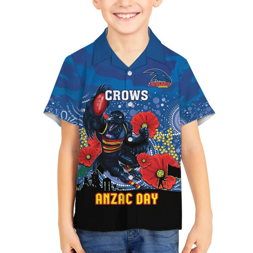Custom Crows Football ANZAC Family Matching Summer Maxi Dress and Hawaiian Shirt Gallipoli Camouflage With Poppies