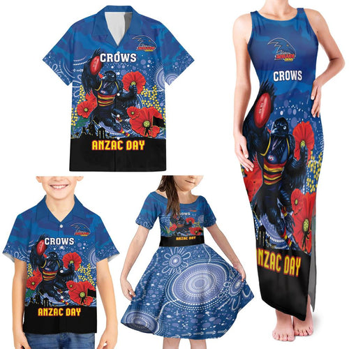 Custom Crows Football ANZAC Family Matching Tank Maxi Dress and Hawaiian Shirt Gallipoli Camouflage With Poppies