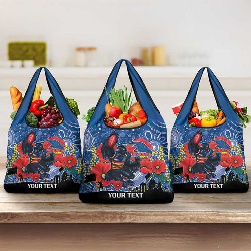 Custom Crows Football ANZAC Grocery Bag Gallipoli Camouflage With Poppies