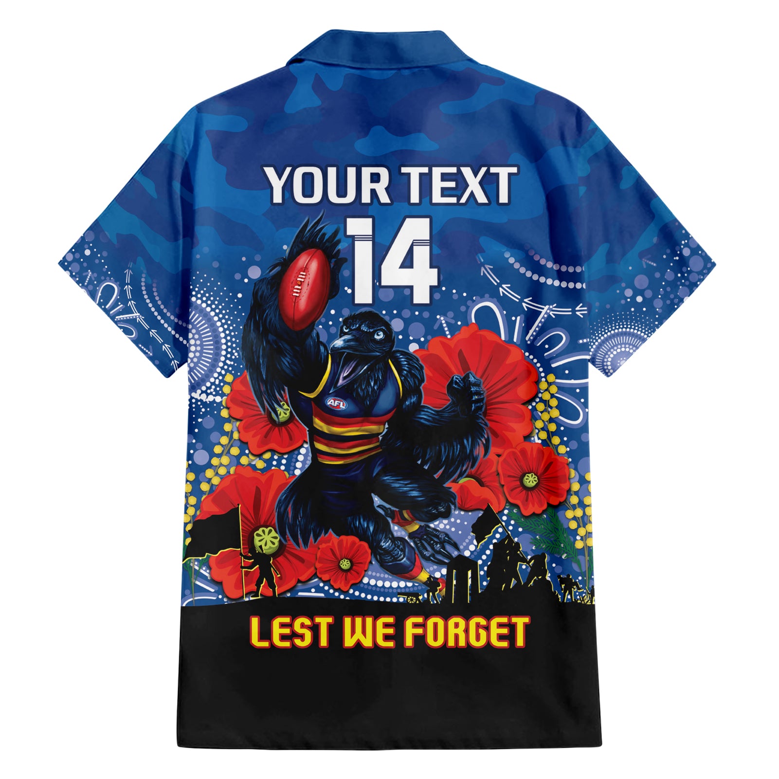 Custom Crows Football ANZAC Hawaiian Shirt Gallipoli Camouflage With Poppies