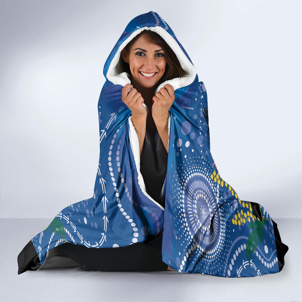 Custom Crows Football ANZAC Hooded Blanket Gallipoli Camouflage With Poppies