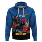 Custom Crows Football ANZAC Hoodie Gallipoli Camouflage With Poppies