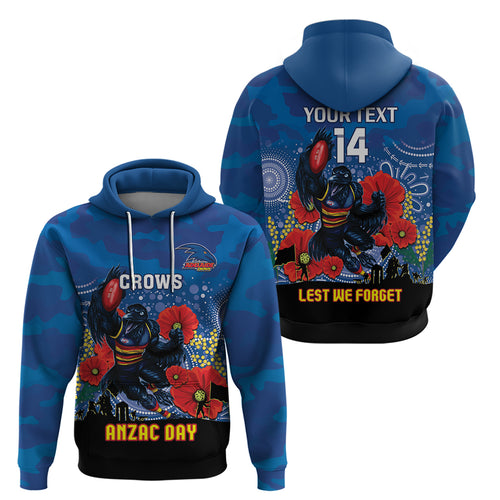 Custom Crows Football ANZAC Hoodie Gallipoli Camouflage With Poppies