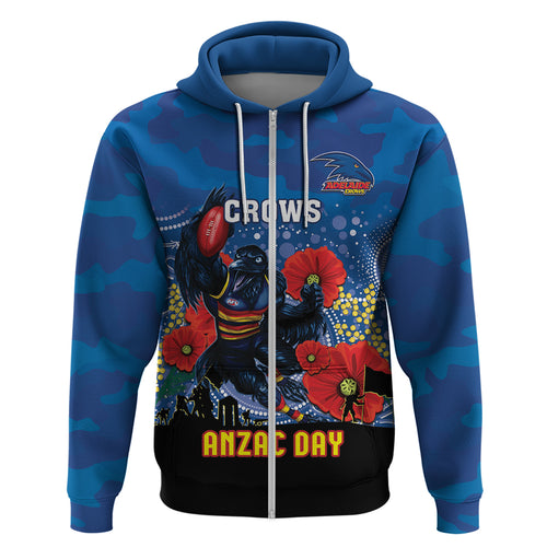 Custom Crows Football ANZAC Hoodie Gallipoli Camouflage With Poppies