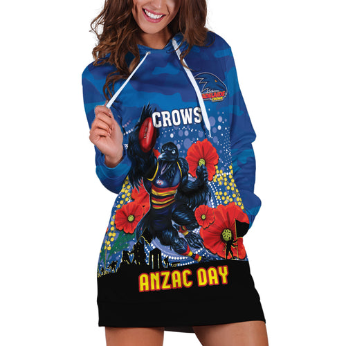 Custom Crows Football ANZAC Hoodie Dress Gallipoli Camouflage With Poppies