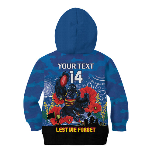 Custom Crows Football ANZAC Kid Hoodie Gallipoli Camouflage With Poppies