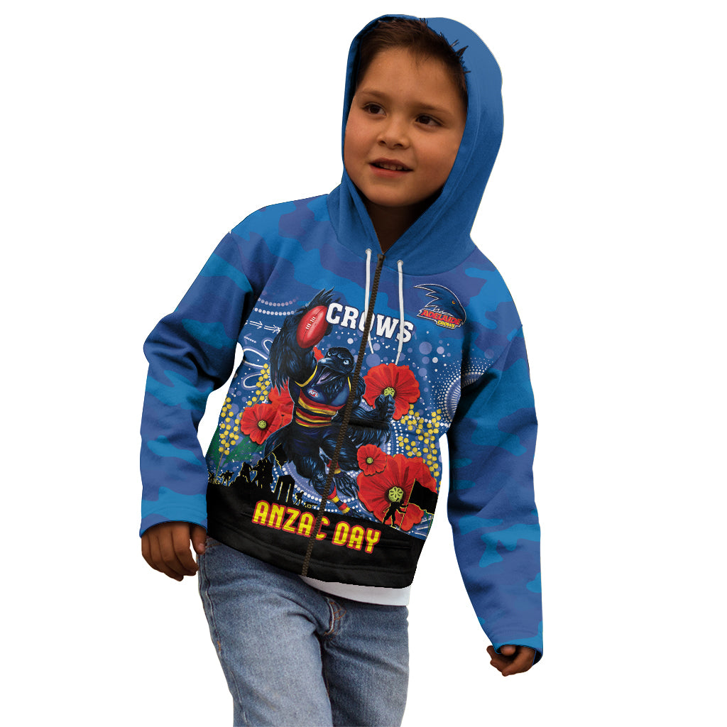 Custom Crows Football ANZAC Kid Hoodie Gallipoli Camouflage With Poppies