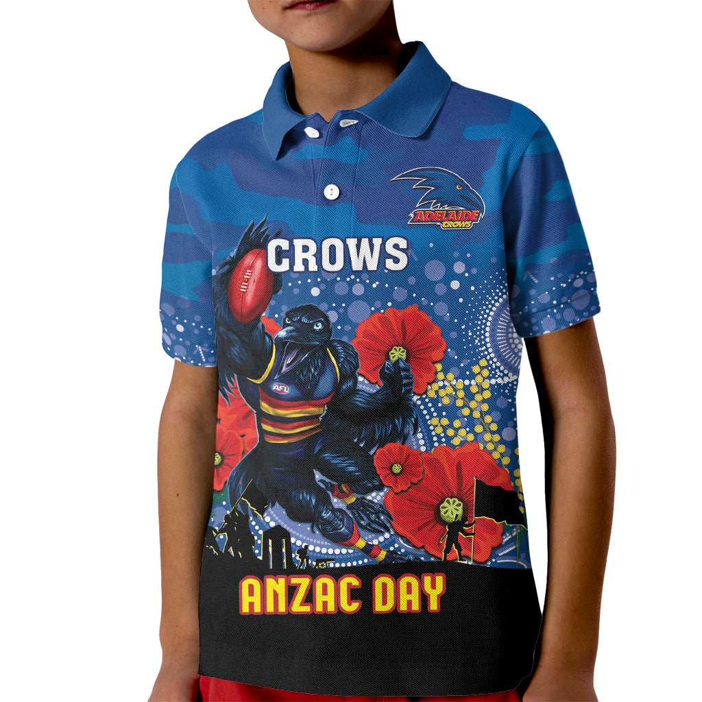 Custom Crows Football ANZAC Kid Polo Shirt Gallipoli Camouflage With Poppies