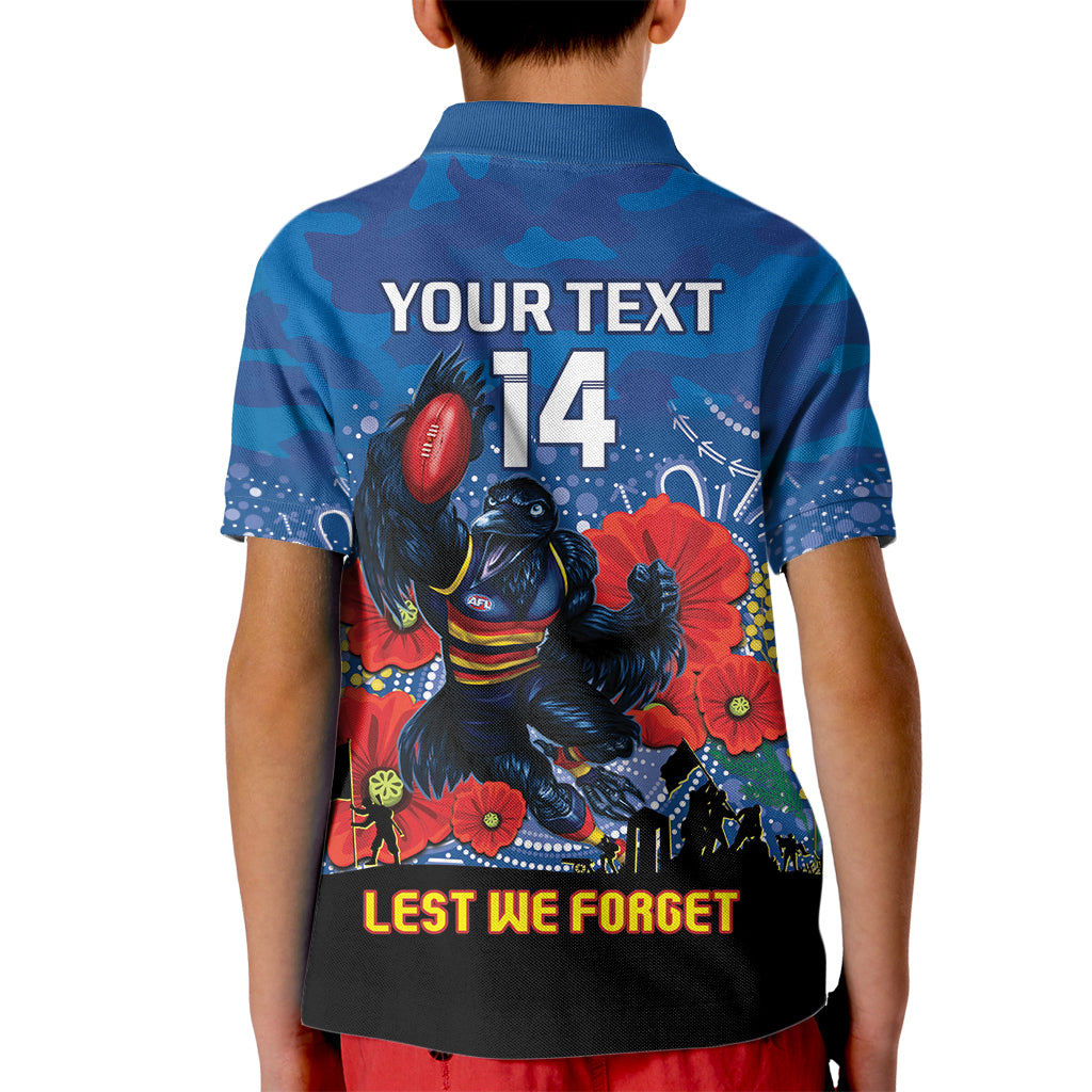 Custom Crows Football ANZAC Kid Polo Shirt Gallipoli Camouflage With Poppies