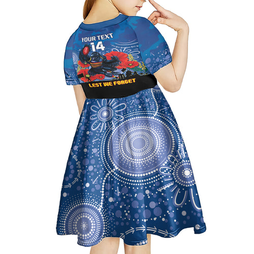 Custom Crows Football ANZAC Kid Short Sleeve Dress Gallipoli Camouflage With Poppies