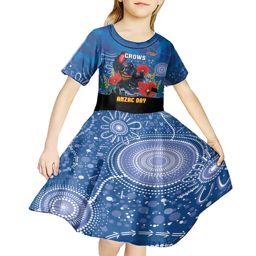 Custom Crows Football ANZAC Kid Short Sleeve Dress Gallipoli Camouflage With Poppies