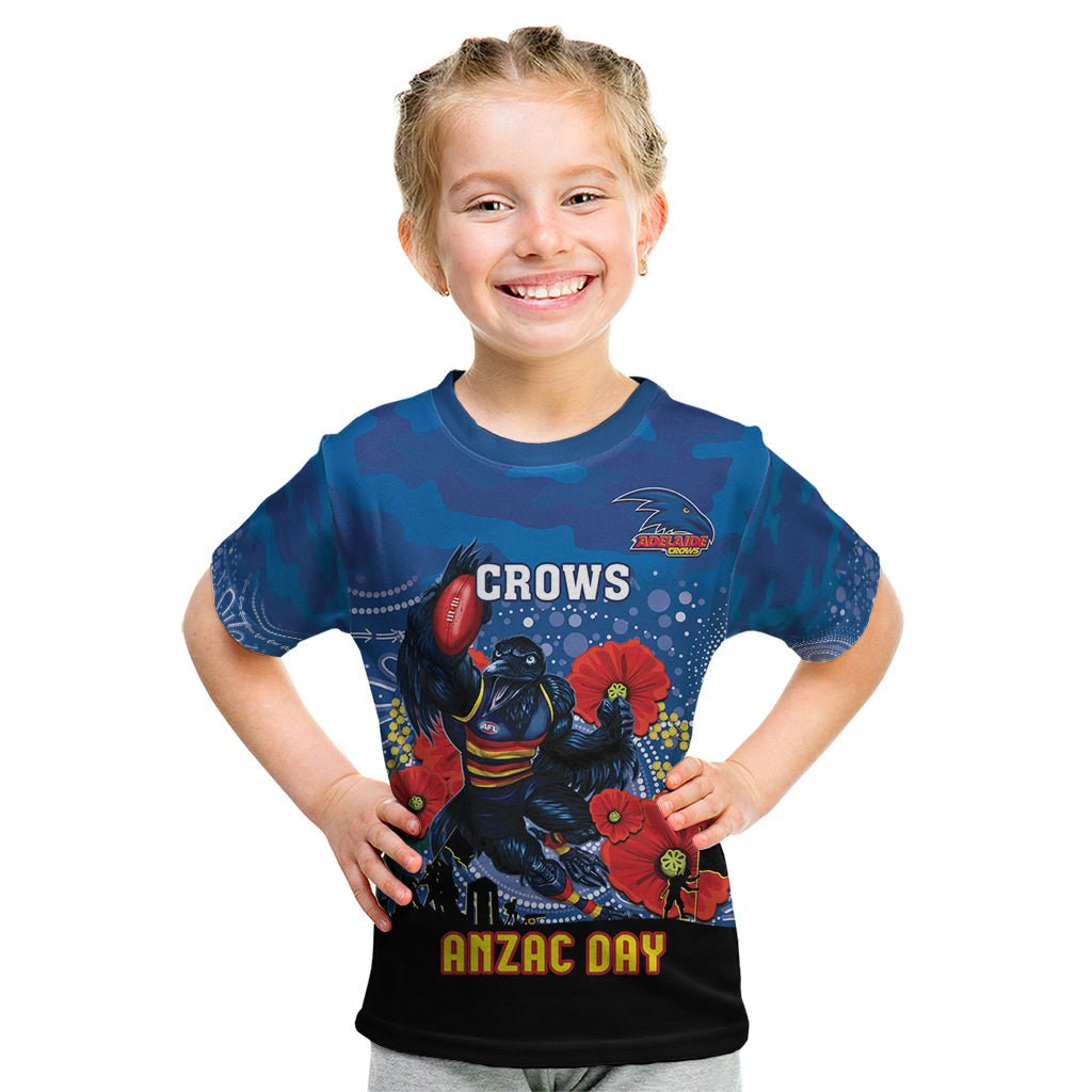 Custom Crows Football ANZAC Kid T Shirt Gallipoli Camouflage With Poppies