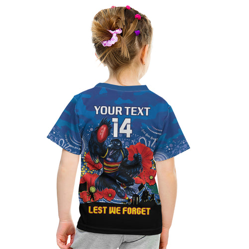 Custom Crows Football ANZAC Kid T Shirt Gallipoli Camouflage With Poppies
