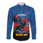 Custom Crows Football ANZAC Long Sleeve Button Shirt Gallipoli Camouflage With Poppies