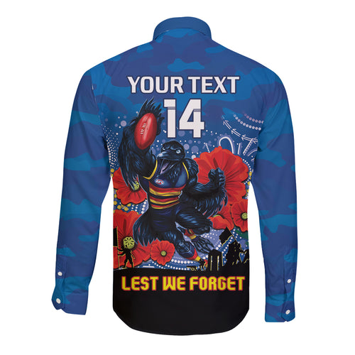 Custom Crows Football ANZAC Long Sleeve Button Shirt Gallipoli Camouflage With Poppies