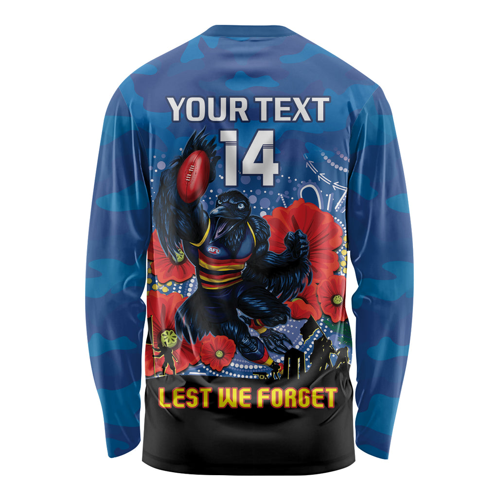 Custom Crows Football ANZAC Long Sleeve Shirt Gallipoli Camouflage With Poppies
