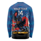Custom Crows Football ANZAC Long Sleeve Shirt Gallipoli Camouflage With Poppies