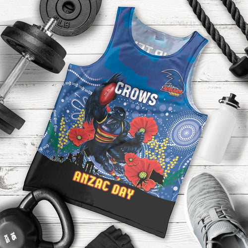 Custom Crows Football ANZAC Men Tank Top Gallipoli Camouflage With Poppies