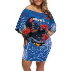 Custom Crows Football ANZAC Off Shoulder Short Dress Gallipoli Camouflage With Poppies