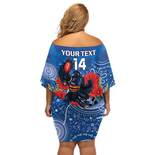 Custom Crows Football ANZAC Off Shoulder Short Dress Gallipoli Camouflage With Poppies
