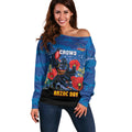 Custom Crows Football ANZAC Off Shoulder Sweater Gallipoli Camouflage With Poppies