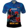 Custom Crows Football ANZAC Polo Shirt Gallipoli Camouflage With Poppies