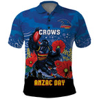 Custom Crows Football ANZAC Polo Shirt Gallipoli Camouflage With Poppies