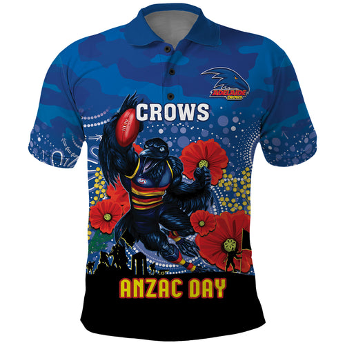Custom Crows Football ANZAC Polo Shirt Gallipoli Camouflage With Poppies